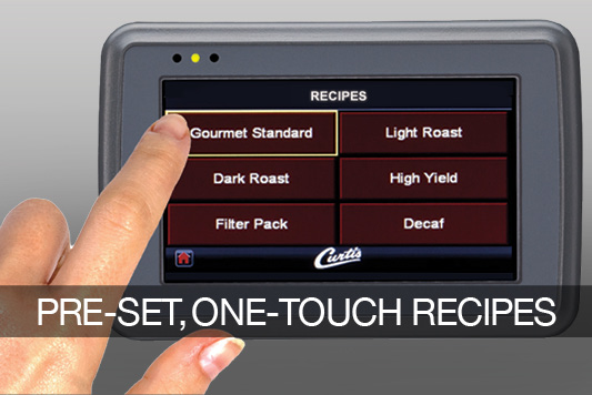 Pre-set, one-touch recipes